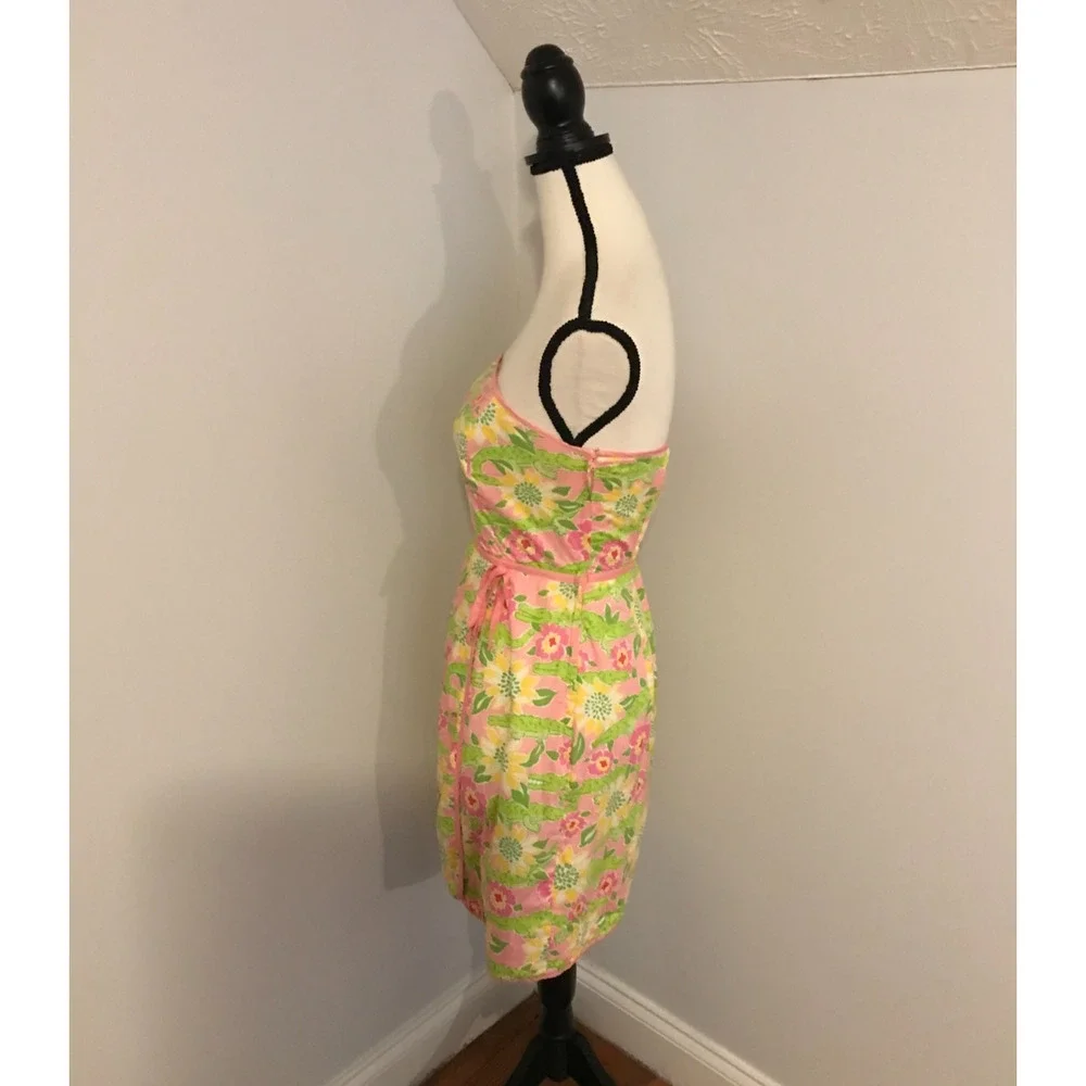 Vintage Lilly Pulitzer White Label Strapless Alligator Floral Dress Size 4 - Picture 3 of 11